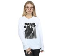 David Bowie Women's Jacket Photograph Sweatshirt in White | Size: Large David Bowie White L