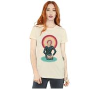 David Bowie Women's Kneeling Halo Cotton Boyfriend T-Shirt in Light Sand | Size: XL David Bowie Light Sand XL