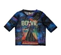 David Bowie Women's Moonage Daydream Mesh Crop Top in Blue | Size: Medium David Bowie Blue M