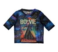 David Bowie Women's Moonage Daydream Mesh Crop Top in Blue | Size: Small David Bowie Blue S