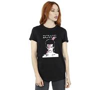 David Bowie Women's Pink Flash Boyfriend Fit T-Shirt Black X-Large