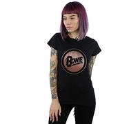 David Bowie Women's Rose Gold Circle T-Shirt Black XX-Large
