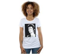 David Bowie Women's Ziggy Looking Cotton T-Shirt in White | Size: XL David Bowie White XL
