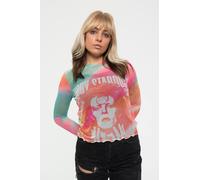 David Bowie Women's Ziggy Stardust Long Sleeve Mesh Crop Top in Orange | Size: Medium David Bowie Orange M