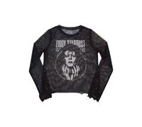 David Bowie Women's Ziggy V1 Mesh Long-Sleeved Crop Top in Black | Size: Medium David Bowie Black M