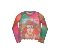 David Bowie Women's Ziggy v2 Mesh Long-Sleeved Crop Top in Orange | Size: Small David Bowie Orange S