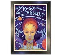 David Bowie Ziggy Stardust World Tour Poster Reproduction A3 Framed Rock Wall Art Black Frame | Size 46x34cm | Collectible Autograph Wall Art No196