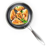 David Burke GeoClad Ceramic Hybrid Non-Stick 10" Fry Pan - Stainless Steel Sear Surface, Geometric Pattern, Tri-Ply Clad Body, PFOA-Free, Dark Gray/SS