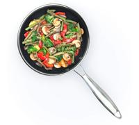 David Burke GeoClad Ceramic Hybrid Non-Stick 8" Fry Pan - Stainless Steel Sear Surface, Geometric Pattern, Tri-Ply Clad Body, PFOA-Free, Dk Gray/SS