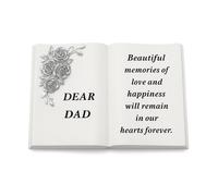 David Fischhoff 3D Graveside Memorial Rose White Book Ornament - Dad David Fischhoff White
