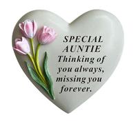 David Fischhoff Auntie Graveside Memorial Heart Plaque Pink Flowers Remembrance Ornament Stone
