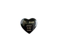 David Fischhoff Black & Gold Lily Heart Stone - Name Choice - Funeral Grave Memorial Ornament- Grave Decoration - Graveside Ornaments - (Black & Gold - Lily, Dad)