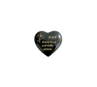 David Fischhoff Black & Gold Lily Heart Stone - Name Choice - Funermal Grave Memorial Ornament (Nan)