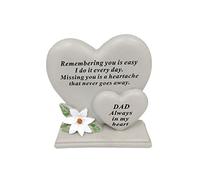 David Fischhoff Dad Double Heart Plaque, Poly Resin, Cream, 17.5 x 5.5 x 19 cm