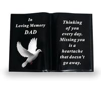 David Fischhoff Dad Memorial Book Plaque Graveside Ornament with Dove Bereavement Gift for Loss of Dad In Loving Memory Ornament Graveside Garden Remembrance Decoration Indoor Outdoor
