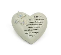 David Fischhoff Daddy Memorial Butterfly Heart with Gems, Stone, Cream, 16 x 7 x 14.5 cm