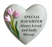 David Fischhoff Daughter Graveside Memorial Heart Plaque Pink Flowers Remembrance Ornament Stone