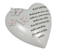 David Fischhoff Daughter Memorial Butterfly Heart with Gems, Cream