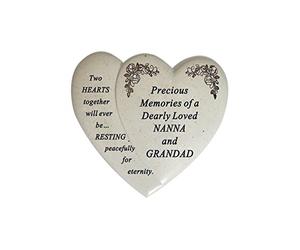 David Fischhoff Dearly Loved Nanna and Grandad Memorial Double Heart Diamante Graveside Ornament