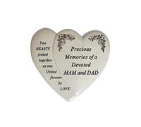 David Fischhoff Devoted Mam And Dad Memorial Double Heart Diamante Graveside Ornament