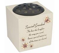 David Fischhoff Grandad Butterfly & Flowers Design Verse Memorial Grave Rose Bowl, Weatherproof - for Graveside Flower Arrangements, 14 x 15 cm