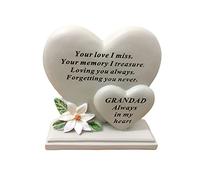 David Fischhoff Grandad Double Heart Plaque, Cream