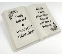 David Fischhoff Grandad Floral Design Diamante Memorial Book, Poly Resin Cream, 19.5 x 7.5 x 13 cm
