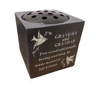 David Fischhoff Grandma & Grandad Dove Rose Bowl, Poly Resin, Grey, 13.5 x 13.5 x 15 cm