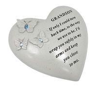 David Fischhoff Grandson Memorial Butterfly Heart with Gems, Cream