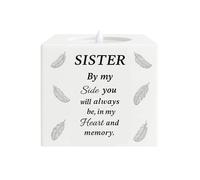David Fischhoff Graveside Memorial Feather LED Candle Ornament Sister in White David Fischhoff White