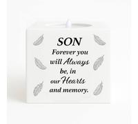 David Fischhoff Graveside Memorial Feather LED Candle Ornament Son in White David Fischhoff White