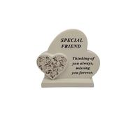David Fischhoff Graveside Memorial Floral Double Heart Plaque - Friend in Cream David Fischhoff Cream