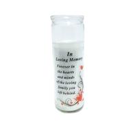 David Fischhoff Graveside Memorial Glass Candle - In Loving Memory in White David Fischhoff White