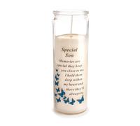 David Fischhoff Graveside Memorial Glass Candle - Special Son in White David Fischhoff White