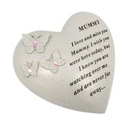 David Fischhoff Graveside Memorial Heart & Butterflies Ornament Plaque Pink- Mummy in Off-White David Fischhoff Off-White