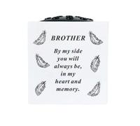 David Fischhoff Graveside Memorial White & Black Rose Bowl with Feathers - Brother