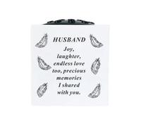 David Fischhoff Graveside Memorial White & Black Rose Bowl with Feathers - Husband