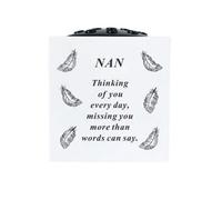 David Fischhoff Graveside Memorial White & Black Rose Bowl with Feathers - Nan