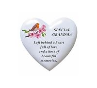 David Fischhoff Graveside Memorial White Heart with Robin & Blossom - Special Grandma
