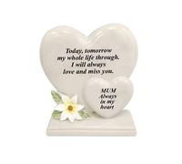 David Fischhoff Graveside Memorial White Lily Double Heart Plaque - Mum in Cream David Fischhoff Cream