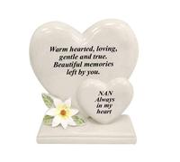 David Fischhoff Graveside Memorial White Lily Double Heart Plaque - Nan in Cream David Fischhoff Cream