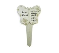David Fischhoff Husband Diamante Memorial Butterfly Stake Garden Stone Plaque Grave Ornament pushes in ground
