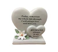 David Fischhoff Husband Double Heart Plaque, Poly Resin, Cream, 17.5 x 5.5 x 19 cm