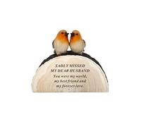 David Fischhoff Husband Memorial Robins on Log Ornament Resin Graveside Memorial Garden Tribute