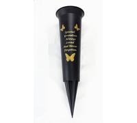David Fischhoff In Loving Memory Verse Graveside Memorial Grave Spiked Flower Vase (Grandson, Black & Gold), DF13659