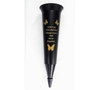 David Fischhoff In Loving Memory Verse Graveside Memorial Grave Spiked Flower Vase (Mam & Dad, Black & Gold), DF13659