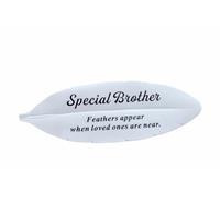 David Fischhoff Ltd BROTHER White Feather Memorial plaque Grave Ornament Garden Tribute Resin Ornament Gift