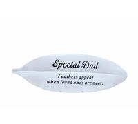 David Fischhoff Ltd DAD White Feather Memorial plaque Grave Ornament Garden Tribute Resin Ornament Gift