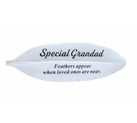 David Fischhoff Ltd GRANDAD White Feather Memorial plaque Grave Ornament Garden Tribute Resin Ornament Gift