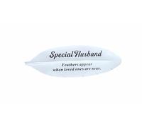 David Fischhoff Ltd HUSBAND White Feather Memorial plaque Grave Ornament Garden Tribute Resin Ornament Gift